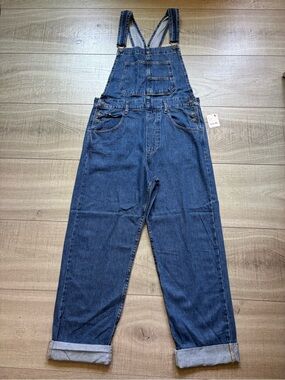 Free People Dark Blue Denim Women's Relaxed Overalls